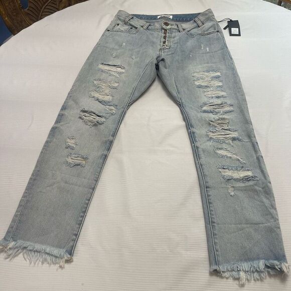 NWT One X One Teaspoon Saints Phoenix Destroyed Denim Jeans Size 26 New - Picture 1 of 12